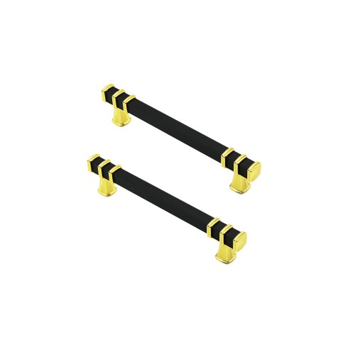 Defne Zamak Kulp Kare Çizgili Model Yüzüklü Tepsi Kulpu 12 CM - 2 Adet Siyah Üstü Altın Defne Zamak Kulp Kare Çizgili Model Yüzüklü Tepsi Kulpu 12 CM - 2 Adet Siyah Üstü Altın