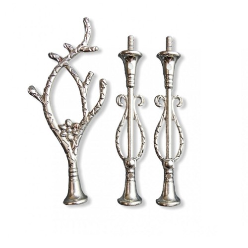 Epoksi 3 Katlı Meyve Ve Cupcake VE Sunumluk  Stant Bağlantı Aparatı Stant Tutucu   Gümüş