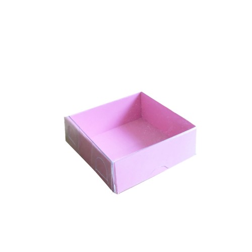 Asetat Kapaklı Karton Kutu 6X6X2.5 CM - 50 Adet  Pembe