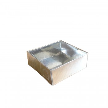 Asetat Kapaklı Karton Kutu 6X6X2.5 CM - 50 Adet Gümüş Asetat Kapaklı Karton Kutu 6X6X2.5 CM - 50 Adet Gümüş