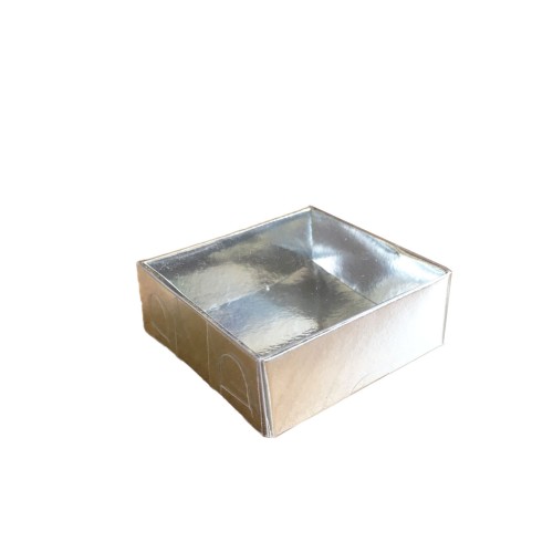 Asetat Kapaklı Karton Kutu 6X6X2.5 CM - 50 Adet  Gümüş