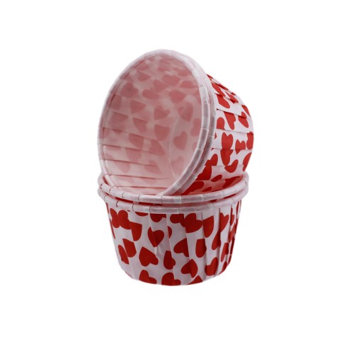 Cupcake Kalıbı Orta Boy 50*39 MM DESENLİ - 100 Adet  Kalp Desenli