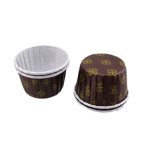 Cupcake Kalıbı Orta Boy 50*39 MM DESENLİ - 100 Adet  Fume Yaprak Desenli