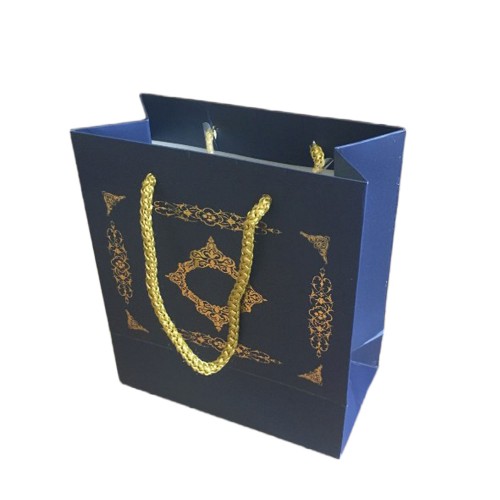 Karton Hediye Çantası GOLD Saray Desenli 20X20X10 CM - 10 Adet  Lacivert