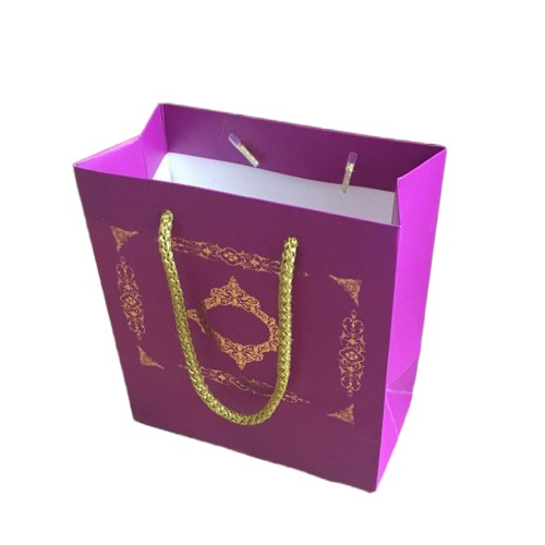Karton Hediye Çantası GOLD Saray Desenli 20X20X10 CM - 10 Adet  Mor