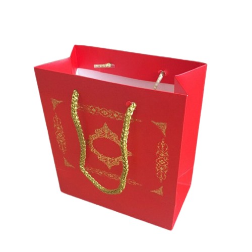 Karton Hediye Çantası GOLD Saray Desenli 20X20X10 CM - 10 Adet  Kırmızı