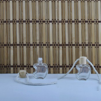 Cam Şişe Parfüm Şişesi Ahşap Kapaklı İpli Apple Modeli - 25 Adet Cam Şişe Parfüm Şişesi Ahşap Kapaklı İpli Apple Modeli - 25 Adet