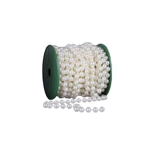 İnci İpe Dizili Boncuk 6 MM - 8 Metre  Krem