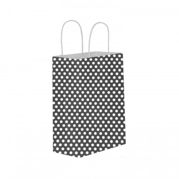 Kağıt Hediye Çantası Puantiyeli Battal Boy 31X41 CM - 25 Adet Puantiyeli Siyah Kağıt Hediye Çantası Puantiyeli Battal Boy 31X41 CM - 25 Adet Puantiyeli Siyah