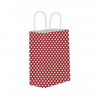 Kağıt Hediye Çantası Küçük Boy Puantiyeli 18X24 - 25 Adet Puantiyeli Kırmızı Kağıt Hediye Çantası Küçük Boy Puantiyeli 18X24 - 25 Adet Puantiyeli Kırmızı