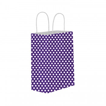 Kağıt Hediye Çantası Küçük Boy Puantiyeli 18X24 - 25 Adet Puantiyeli Mor Kağıt Hediye Çantası Küçük Boy Puantiyeli 18X24 - 25 Adet Puantiyeli Mor