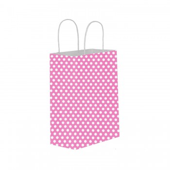 Kağıt Hediye Çantası Küçük Boy Puantiyeli 18X24 - 25 Adet Puantiyeli Pembe Kağıt Hediye Çantası Küçük Boy Puantiyeli 18X24 - 25 Adet Puantiyeli Pembe