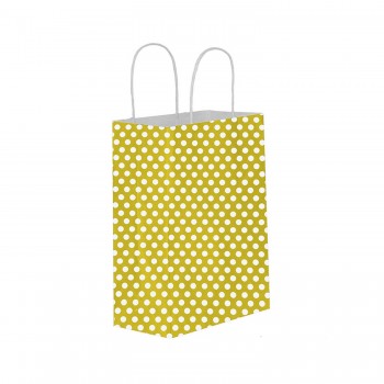 Kağıt Hediye Çantası Küçük Boy Puantiyeli 18X24 - 25 Adet Puantiyeli Sarı Kağıt Hediye Çantası Küçük Boy Puantiyeli 18X24 - 25 Adet Puantiyeli Sarı
