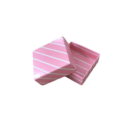 Komple Karton Kutu 5X5X2.2 CM - 50 Adet  Çizgili Pembe