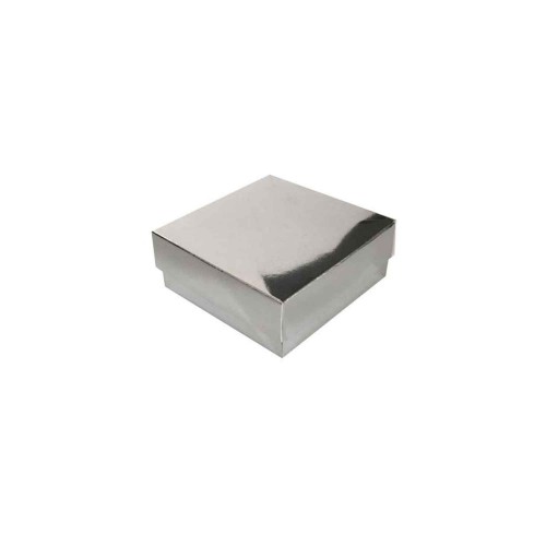 Komple Karton Kutu Düz Renk 7X7X2.2 CM - 25 Adet  Gümüş
