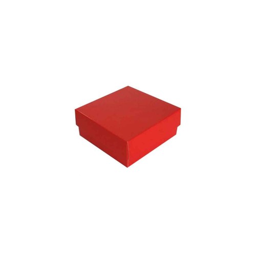 Asetat Kapaklı Karton Kutu 6X6X2.5 CM - 50 Adet  Kırmızı