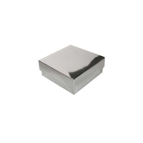 Komple Karton Kutu Düz Renk 6X6X2.5 CM - 25 Adet  Gümüş