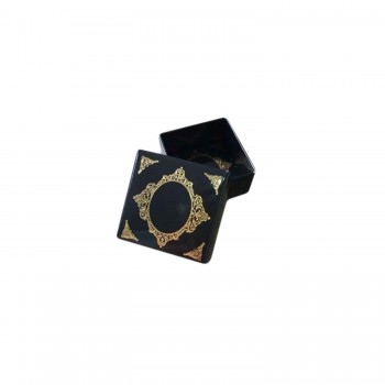 Komple Karton Kutu Saray Desen Gold Yaldız 4X4X2 CM - 50 Adet  Siyah