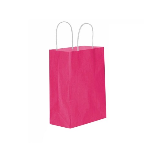 Kağıt Hediye Çantası Düz Renk Büyük Boy 25X31 CM - 25 Adet  Fuşya