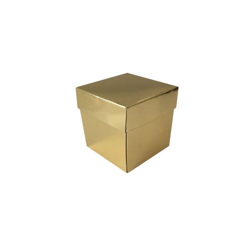 Metalize Parlak Komple Karton Kutu Düz Renk 6X6X6 CM - 25 Adet  Gold