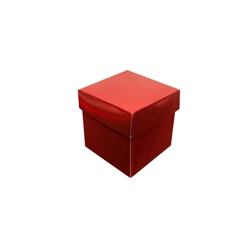 Metalize Parlak Komple Karton Kutu Düz Renk 6X6X6 CM - 25 Adet  Kırmızı