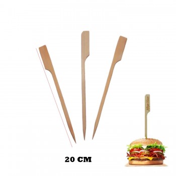 Özel Ahşap Yassı Saplı Çöp Şiş Çubuğu 20 CM - 100 Adet