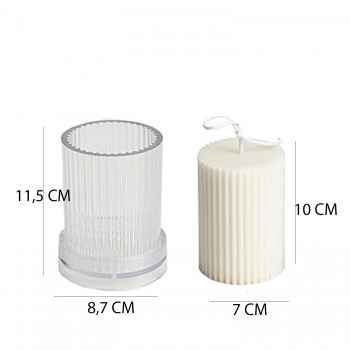 Poli Karbon Mum Kalıbı Dik Çizgili 11.5X8.7 CM Poli Karbon Mum Kalıbı Dik Çizgili 11.5X8.7 CM
