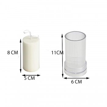 Poli Karbon Mum Kalıbı Dik Çizgili 11X6 CM Poli Karbon Mum Kalıbı Dik Çizgili 11X6 CM