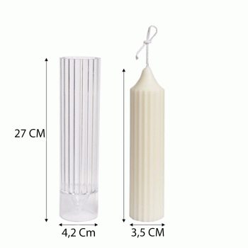 Poli Karbon Mum Kalıbı Dik Çizgili 6266 Poli Karbon Mum Kalıbı Dik Çizgili 6266