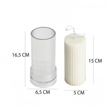 Poli Karbon Sert Plastik Mum Kalıbı Dik Çizgili 16,4X6,5 CM Poli Karbon Sert Plastik Mum Kalıbı Dik Çizgili 16,4X6,5 CM