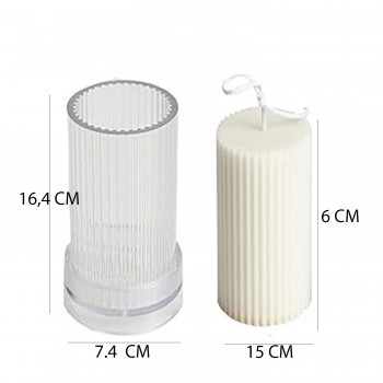 Poli Karbon Sert Plastik Mum Kalıbı Dik Çizgili 16,4X7,4 CM Poli Karbon Sert Plastik Mum Kalıbı Dik Çizgili 16,4X7,4 CM