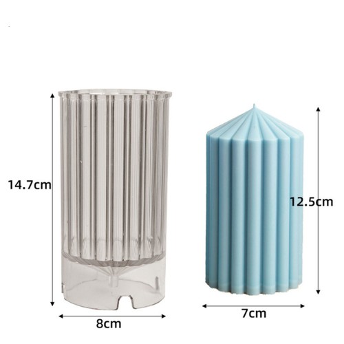 Poli Karbon Sert Plastik  Mum Kalıbı Dik Çizgili Kule Şekilli 14,7X8  CM