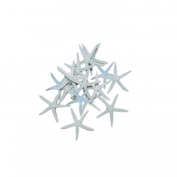 Polyester Deniz Yıldızı Simli  Beyaz  6 CM  - 12 Adet