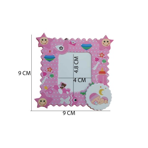 Resim Çerçevesi  Magnetli Karton Yıldızlı Emojili Model - 25 Adet  Pembe