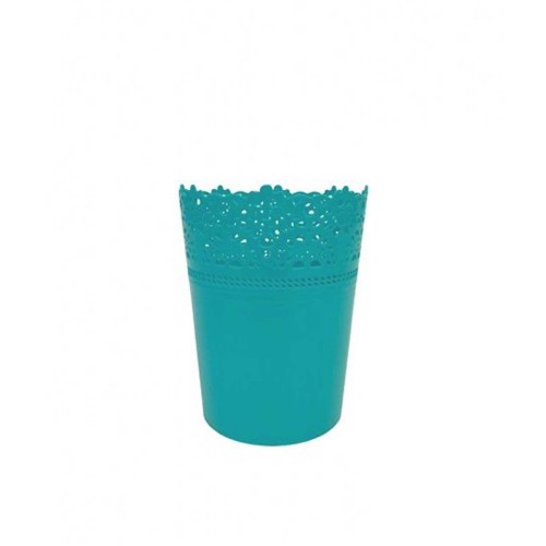 Saksı Dantelli Plastik Yuvarlak Model  Turkuaz