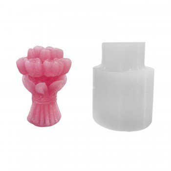 Silikon 3D 13 Güllü Çiçek Buketi Mum Kalıbı