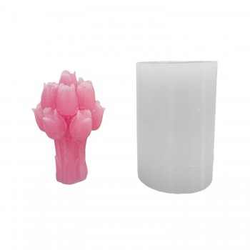 Silikon 3D Lale Buketi Mum Kalıbı