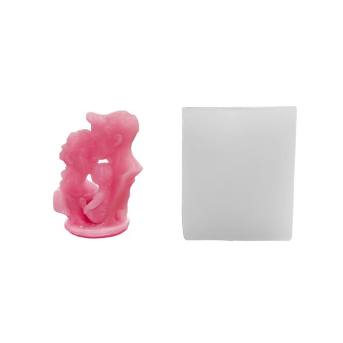Silikon 3D Anne Baba ve Çocuk Figürlü Mum Kalıbı