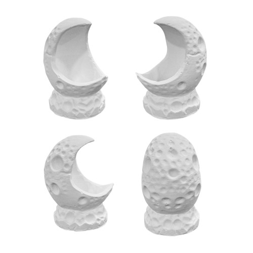 Silikon 3D Ayaklı Ay Hilal Model Taş Tozu Mumluk Kalıbı
