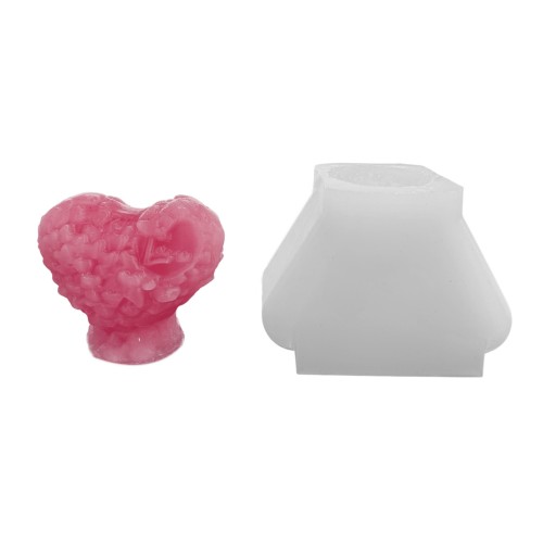 Silikon 3D Ayaklı Pıtırcıklı Love Yazılı Kalp Mum Kalıbı