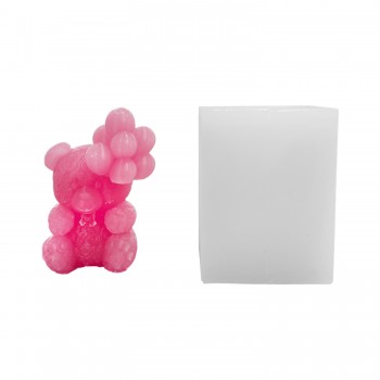 Silikon 3D Balonlu Sevimli Ayıcık Mum Kalıbı