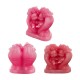 Silikon 3D Çiçekli Kalp İçinde Oturan Ayıcık Çifti Mum Kalıbı