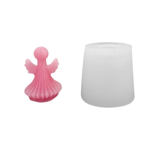 Silikon 3D Dik Çizgili Küçük Kanatlı Minimalist Melek Mum Kalıbı