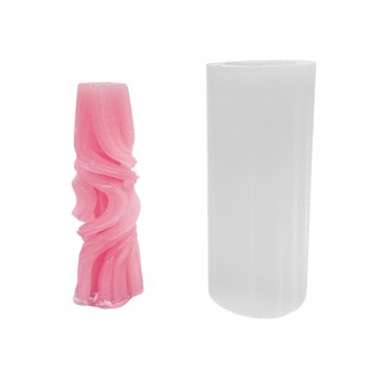 Silikon 3D Drapeli Burgulu Sütun Mum Kalıbı