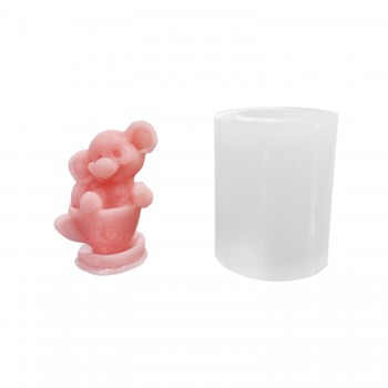 Silikon 3D Fincanın İçine Oturmuş Sevimli Fil Mum Kalıbı