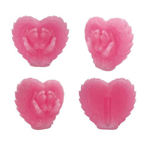 Silikon 3D Kalp Kanatlı Bebek Ayağı Mum Kalıbı