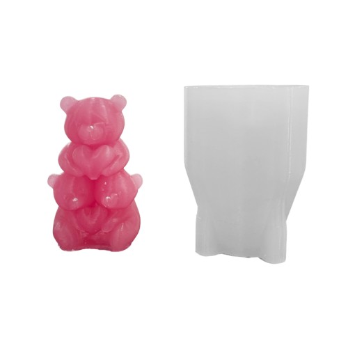 Silikon 3D Kalpli Sevimli Ayıcıklar Mum Kalıbı