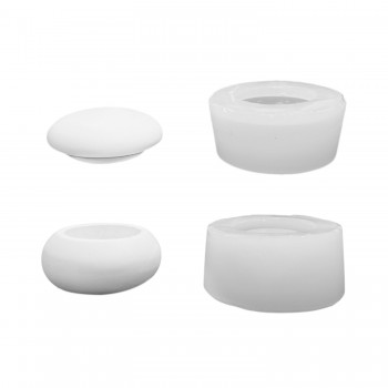 Silikon 3D Minimal Kapaklı Yuvarlak Taş Tozu Mumluk Kalıbı