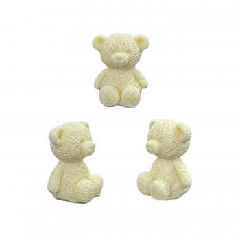 Silikon 3D Oturan Dokulu Sevimli Ayıcık Mum Kalıbı