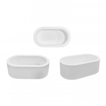 Silikon 3D Oval Taş Tozu Saksı ve Mumluk Kalıbı